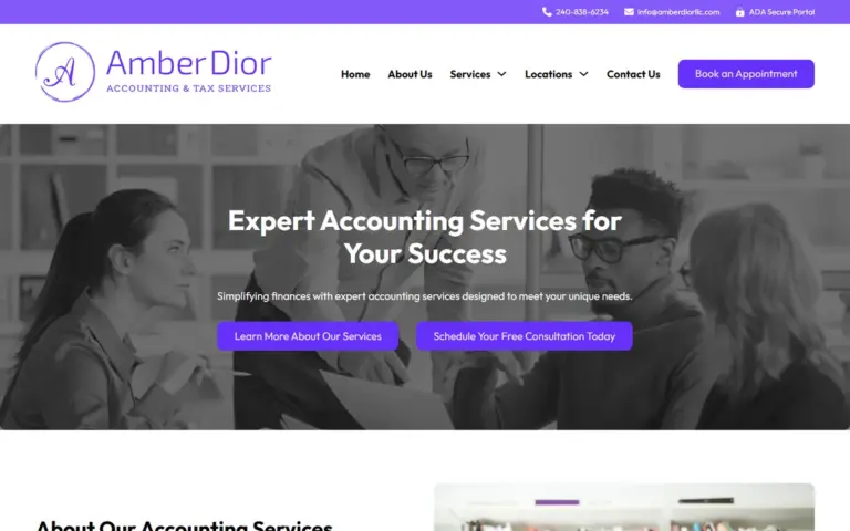 The Amber Dior Accounting home page
