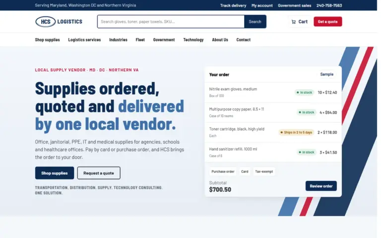 The HCS Logistics home page